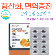 다줄태양 뉴질랜드 프로폴리스 목넘김 편한 미니캡슐 아연 비타민E 함유 프로폴리스 효능 면역력 높이는 영양제 효과, 1상자(650mgX30캡슐)