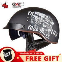 GXT DOT 인증 레트로 모터사이클 헬멧 모토 스쿠터 빈티지 하프 페이스 바이크 모터바이크 충돌 방지, XL, GXT-T04A13