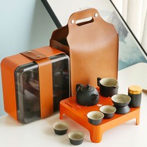 결혼식 답례품 개업 웨딩 회사 센스있는 결혼 돌잔치 선물 승진 잔치 수건 고급, C. 검은 도자기 반달 세트 (가죽 가방)