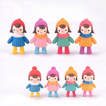 미스토토 털모자쓴 여자아이 미니 장식인형 사람피규어 4종 테라리움재료, P829_털모자쓴아이-소 4P