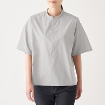 무인양품 MUJI 여성 면 혼방 반소매 스탠드칼라 셔츠 BCF07A0S
