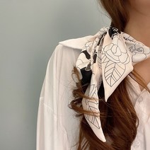 DFMEI.실크 스카프.Silk scarf.동백 스카프 헤어밴드 여조년신상 빈티지 프렌치백 리본 헤어끈