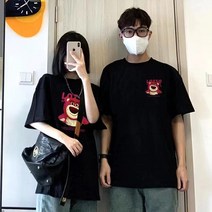 1+1 커플 여름 반팔 티셔츠 캐주얼 심플 기본 티셔츠 빅사이즈 신혼부부 티셔츠