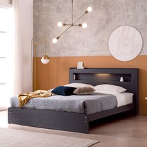 RF 플레인 LED 스탠다드 일반침대 슈퍼싱글/퀸+베이직 본넬 매트리스+방수커버, 그레이