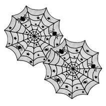 할로윈 레이스 거미줄 테이블보 원형, 2개, 원형테이블보 레이스