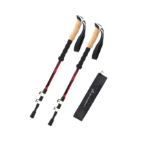 프리미엄 초경량 듀랄루민 등산스틱 세트 크로크손잡이 + 스틱케이스, 블랙레드