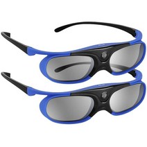 소매 2Pcs 액티브 셔터 안경 DLP 링크 3D USB 충전식 프로젝터 용 BenQ W1070 w700과 호환 가능, 01 Blue