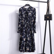 여성롱원피스 미니멈원피스 미디원피스 쉬폰 셔츠 드레스 긴 소매 폴카 도트 격자 무늬 사무실 빈티지 드레스 2022 여름 캐주얼 미디 꽃 드레스 vestido