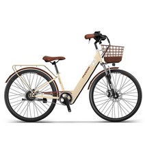 Montheria 전기자전거 36V 전동자전거 24/26인치 B918-127, 10AH-25KM, 24인치 아이보리