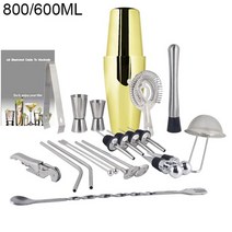 칵테일쉐이커 지거 칵테일키트 1-22pcs 보스턴 칵테일 셰이커 세트 스테인레스 스틸, 22pc800600ml 노락3