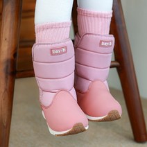 BAY-B 유아 아동 패딩 방한 방수 키즈 털부츠 솔리드 핑크 BS-02