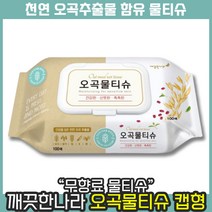 [ 최신제조 제품 발송 ] 깨끗한나라 무향료 오곡 물티슈 캡형 100매 대용량 천연 오곡 추출물 함유, 6개, 10개입