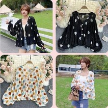 여성 기본 정장 하객 땡땡이 브이넥 쉬폰 블라우스