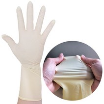 라텍스장갑 손목 긴 위생용고무장갑 식품용 요리 파우더프리 대용량 100매, M