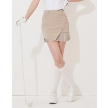 22SS [SWING SUPPORTER]베이지 사선 트윌 H라인 부분 플리츠 스커트 HWSK2B211I1