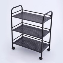 3단 4단 다용도 선반 주방 소품 스텐레스 정리 조립 책꽂이 간이 압축선반, K 블랙 3층 60x32x75cm
