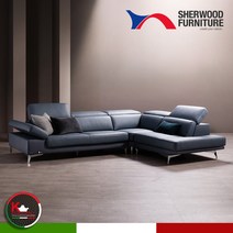 [쉐우드가구]두치오 6인용 카우치 코너형 이태리 천연면피 통가죽 기능성 소파, 터키블루 카우치 코너 우형