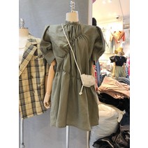 ZZJJC 분위기 차이나 셔링 퍼프 원피스 여미 기장괘