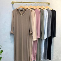 럭키567 / 1+1 U넥 데일리 찰랑 루즈핏 긴팔 롱원피스