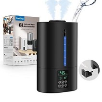 대형 가정용 6L 가습기 시원하고 따뜻한 미스트 조용한 360 노즐-화이트, 블랙