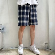 라운지21 남자 베이직 밴딩 타탄 체크 5부 반바지