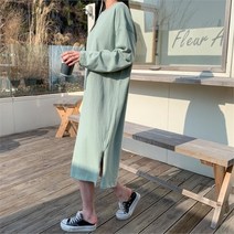 셀러허브 패션 여자 사이드슬릿 민무늬 박스핏 롱원피스