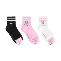 KISS SOCKS 여자중목 패션 라이센스 캐릭터양말 바바파파 두줄표정 3종 색상선택
