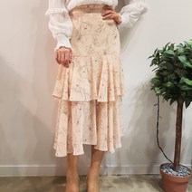 상상그이상 고급나염쉬폰 프릴캉캉 뒷밴드 스커트