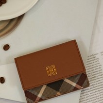 닥스 브라운 체크배색 가죽 카드지갑