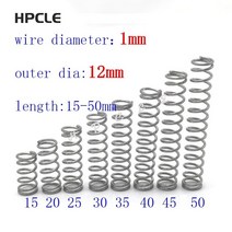 10pc 와이어 직경 1mm OD12mm 마이크로 소형 압축 스프링 304 스테인레스, 1X12X35mm