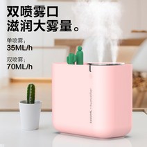 초음파 듀얼 가습기 무드조명 3L 대용량 간편세척, 선인장 핑크