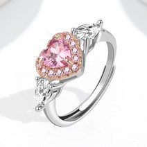 케빈 신형 핑크 복숭아 심장 모방 다이아몬드 발톱에 지르코늄 여자형 신형 반지 물방울 다이아몬드 로즈 골드 다이아몬드 반지