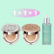 [쿠션15g+쿠션15g+앰플50ml] 1+1+1 트윙클라 시카 퍼펙트 그린 카밍 앰플 + 풀커버 주얼리 쿠션 21호 23호 [복합 피부 추천 쿠션], 1개, 실버다이아글리터21호+로즈골드글리터21호(복합)+앰플