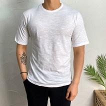 코코로맨틱 여름 슬라브 라운드넥 반팔 티셔츠