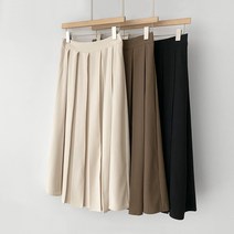 네쥬 여성 여름 A라인 플레어 핀턱 밴딩 미디 스커트