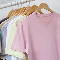 아우라큐 트임반팔티-브이넥 20수 무지 빅사이즈 남여공용 반팔 티셔츠