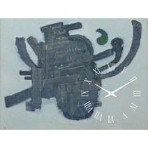 더윤 레티나 대형명화시계 해바라기 꽃그림 풍경화 정물화 인물화 거실 카페 호텔 인테리어 소품 고급 액자 벽시계, 칸딘스키-그린 액센트(45x60cm)