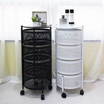 회전선반 원형 3단 4단 철제 주방 정리대 이동식 다용도 수납선반, 4단 화이트, 1개