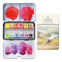 SCHPIRERR FARBEN – 풍부한 안료가 포함된 수채화 물감 세트 성인과 어린이를 위한 수채화 세트 금속 링이 있는 주석 상자에 들어 있는 휴대용 화가 팔레트 12가지 생생한 색상