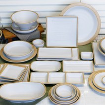 이천백자 한식 멜라민 업소용 식당 항아리 뚜껑 보쌈 수육 반찬 앞접시 그릇 접시 식기, 33-이천백자 허브 접시 7호, 1개