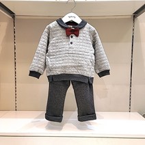 [아가방] 논현점*캐쥬얼한 누빔셔츠에 나비 넥타이 /편안하게 입기좋은 상하세트/아가방 상하