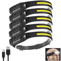 헤드라이트복원 자동차 유리복원제 led 전조등 센서 cob led 헤드 손전등 캠핑 하이킹을위한 내장 18650 배터리 헤드 라이트가있는 usb 충전식 헤드 토치, 전조등 - 5개