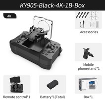 ky905 미니 드론 4k 전문 hd 카메라 와이파이 fpv 접이식 dron quadcopter 원 키 리턴 360 롤링 rc 헬리콥터 아이의 장난감, 블랙 4k 1b 박스, 협력사