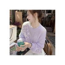 반짝이 스웨터 베이직 반팔 긴팔 글리터니트 의류 봄 가을 핑크 스팽글 디자인 센스 젠틀 할로우 니트 심플한 캐주얼 오버사이즈