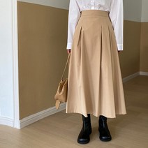 바잉몰 여성 소원담아 뒷밴딩 플리츠 롱 스커트 -4color