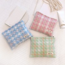 체크 화장품 파우치 생리대 시크릿 메이크업 다용도 파우치 메이크업파우치 누빔파우치 생리대파우치 생리대용파우치 미니파우치 여성파우치 립스틱파우치 패브