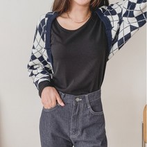 겟잇미 으보네 아가일 여성 볼레로 가디건