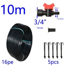 pe 파이프 벽관 16mm 20mm PE 5/8 DN15 탭 LDPE 튜브 정원 관개 온실 급수 호스 10m 15m, 16PE x10m x 3I4