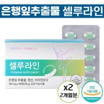 센트럴포뮬러 셀루라인 500mg 은행잎 추출물 징코 엽산 혈관 혈행 개선 기억력 도움 식약처 인증 건강 기능 식품 플라 보놀 배당체 진코 징꼬 홈쇼핑 광고 제품 추천 정품, 2개, 60정
