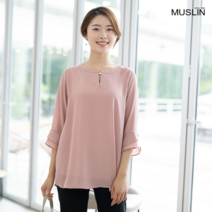 모슬린 여성 여름 엄마옷 튤립 소매 블라우스 FBL206044 마담/미시옷/중년여성의류/빅사이즈/40대/50대/60대여성옷
